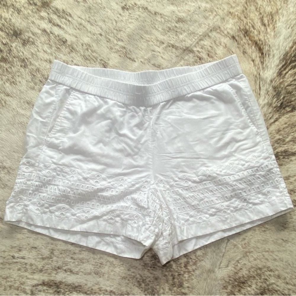 J. CREW Women’s White Cotton Stretch Waistband Shorts Size Medium